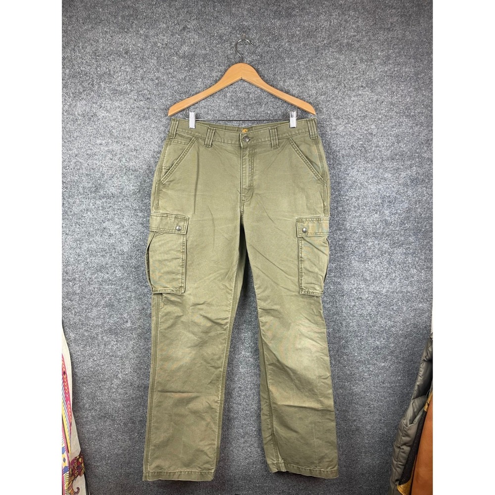 Carhartt Cargo Pants Mens 32x30 Olive Green Excellent Workwear Canvas Straight